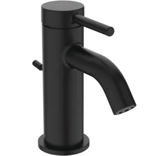 IDEAL STANDARD CERALINE NUOVO - Umyvadlová baterie 48x136x156 mm, svislá vzdálenost od středu výpusti 90 mm, černá, 3,8 l/min (3 bar), s výsuvným odpadem - EasyFix, skrytý perlátor, BlueStart, odolná proti vandalismu #BD756XG - Silk Black