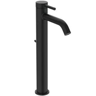 IDEAL STANDARD CERALINE NUOVO - Umyvadlová baterie 48x182x332 mm, svislá vzdálenost od středu výpusti 135 mm, černá, 3,8 l/min (3 bar), s výsuvným odpadem - Skrytý perlátor, BlueStart, odolný proti vandalismu #BD763XG - Silk Black