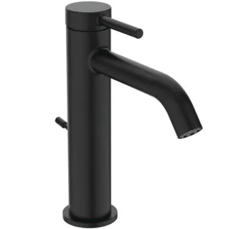IDEAL STANDARD CERALINE NUOVO - Umyvadlová baterie 48x182x212 mm, svislá vzdálenost od středu výtoku 135 mm, černá, 3,8 l/min (3 bary), s výsuvným odpadem - Skrytý perlátor, BlueStart, odolný proti vandalismu #BD761XG - Silk Black