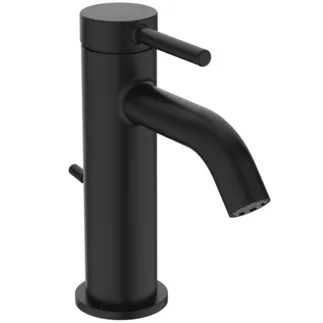 IDEAL STANDARD CERALINE NUOVO - Umyvadlová baterie 48x136x156 mm, svislá vzdálenost od středu výpusti 90 mm, černá, 3,8 l/min (3 bar), s výsuvným odpadem - EasyFix, skrytý perlátor, BlueStart, odolná proti vandalismu #BD758XG - Silk Black