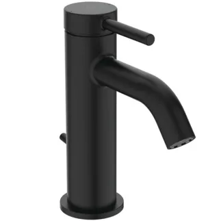 IDEAL STANDARD CERALINE NUOVO - Umyvadlová baterie 48x151x177 mm, svislá vzdálenost od středu výpusti 105 mm, černá, 3,8 l/min (3 bar), s výsuvným odpadem - EasyFix, skrytý perlátor, odolná proti vandalismu #BD846XG - Silk Black