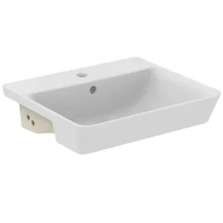 IDEAL STANDARD CONNECT AIR - Polozapuštěné umyvadlo 500x440x160 mm v bílém lesku, 1 otvor pro baterii, s přepadem #E030801 - Bílá (Alpine)