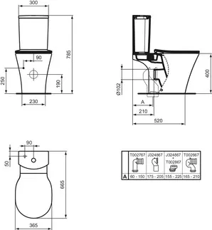 IDEAL STANDARD CONNECT AIR - Podlahové WC pro kombinaci (otevřená záda) 360x665x400 mm v bílém lesku, horizontální odtok - technologie splachování AquaBlade #E009701 - Bílá (Alpine), obrázek 6