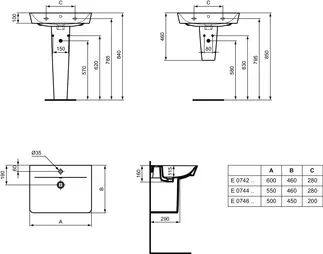 IDEAL STANDARD CONNECT AIR - Nástěnný sloupek 180x280x340 mm v bílé barvě - IdealPlus #E0309MA - Bílá (Alpine) s Ideal Plus, obrázek 7