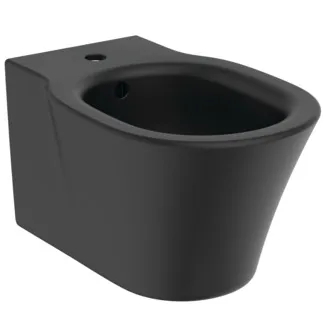 IDEAL STANDARD CONNECT AIR - nástěnný bidet 360x540x295 mm v černém saténovém provedení, 1 otvor pro baterii, s přepadem #E0266V3 - Black