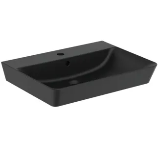 IDEAL STANDARD CONNECT AIR - Umyvadlo 600x460x160 mm v černém saténovém provedení, 1 otvor pro baterii, s přepadem #E0298V3 - Black