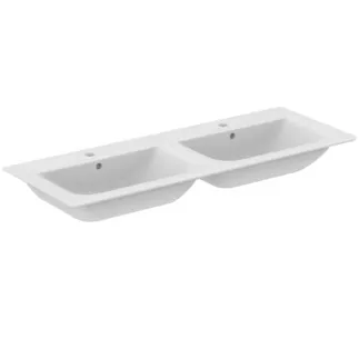 IDEAL STANDARD CONNECT AIR - Dvojité nábytkové umyvadlo 1240x460x165 mm v bílém lesku, 2 otvory pro baterii, s přepadem #E027301 - Bílá (Alpine)