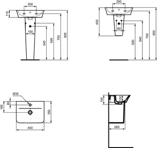 IDEAL STANDARD CONNECT AIR - Nástěnný sloupek 180x255x340 mm v bílé barvě - IdealPlus #E0345MA - Bílá (Alpine) s Ideal Plus, obrázek 5