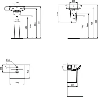 IDEAL STANDARD CONNECT AIR - Nástěnný sloupek 180x255x340 mm v bílé barvě - IdealPlus #E0345MA - Bílá (Alpine) s Ideal Plus, obrázek 6