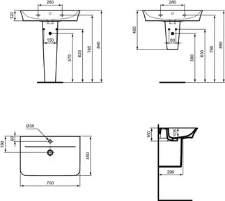 IDEAL STANDARD CONNECT AIR - Nástěnný sloupek 180x280x340 mm v bílé barvě - IdealPlus #E0309MA - Bílá (Alpine) s Ideal Plus, obrázek 8
