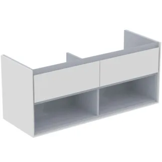 IDEAL STANDARD C.AIR - toaletní skříňka 1200x440x517 mm v bílém lesku / světle šedém matu, 2 zásuvky - SoftClosing, předem smontované #E0829KN - bílý lesk / světle šedý mat