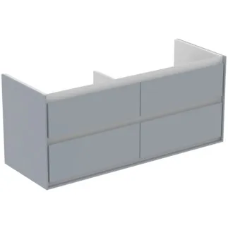 IDEAL STANDARD C.AIR - Vanity unit 1200x440x517 mm ve světle šedé lesklé / bílé matné barvě, 4 zásuvky - SoftClosing, předmontované #E0822EQ - Světle šedá lesklá / bílá matná