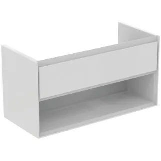 IDEAL STANDARD C.AIR - toaletní stolek 1000x440x517 mm v bílém lesku / bílém matu, 1 zásuvka - SoftClosing, předmontovaný #E0828B2 - bílý lesk / bílý mat