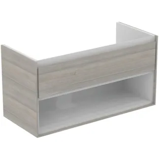IDEAL STANDARD C.AIR - toaletní stolek 1000x440x517 mm v dekoru dub šedý / bílý mat, 1 zásuvka - SoftClosing, předmontovaný #E0828PS - dekor dub šedý / bílý mat