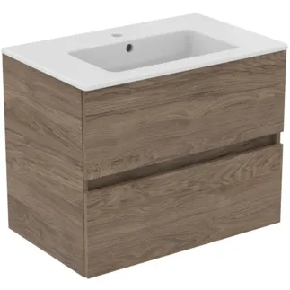 IDEAL STANDARD EUROVIT+ - nábytková sestava 710x450x565 mm v barvě ořech, 1 otvor pro baterii, s přepadem, 2 zásuvky - bez úchytky, SoftClosing #R0573Y9 - ořech s plamenem