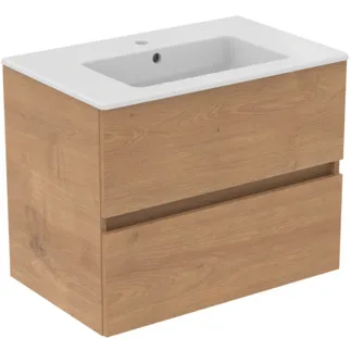 IDEAL STANDARD EUROVIT+ - Nábytkový balíček 710x450x565 mm v dubu Hamilton, 1 otvor pro baterii, s přepadem, 2 zásuvky - bez úchytky, SoftClosing #R0573Y8 - dub Hamilton