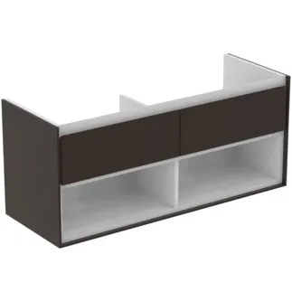 IDEAL STANDARD C.AIR - Vanity unit 1200x440x517 mm v hnědé matné / bílé matné barvě, 2 zásuvky - SoftClosing, předmontované #E0829VY - Hnědá matná / bílá matná barva