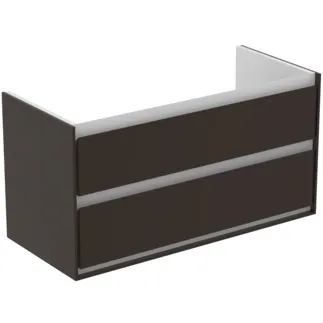 IDEAL STANDARD C.AIR - toaletní stolek 1000x440x517 mm, hnědý mat / bílý mat, 2 zásuvky - SoftClosing, předmontovaný #E0821VY - hnědý mat / bílý mat