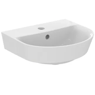 IDEAL STANDARD CONNECT AIR - Umyvadlo s ručním oplachováním 400x350x150 mm, bílé lesklé, 1 otvor pro baterii, s přepadem - prostorově úsporné umyvadlo #E070101 - Bílá (Alpine)