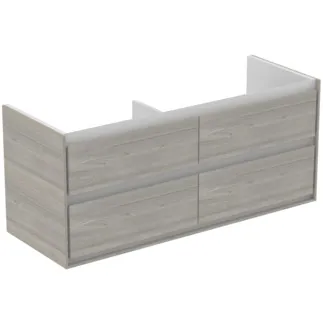 IDEAL STANDARD C.AIR - Vanity unit 1200x440x517 mm v dekoru dub šedý / bílý mat, 4 zásuvky - SoftClosing, předmontované #E0822PS - dekor dub šedý / bílý mat
