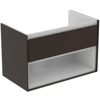 IDEAL STANDARD C.AIR - toaletní stolek 800x440x517 mm v hnědé matné barvě / bílé matné barvě, 1 zásuvka - SoftClosing, předmontovaný #E0827VY - hnědá matná / bílá matná barva