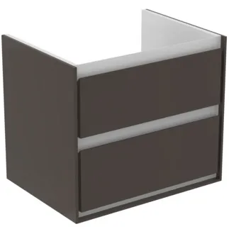 IDEAL STANDARD C.AIR - toaletní stolek 600x440x517 mm v hnědé matné barvě / bílé matné barvě, 2 zásuvky - SoftClosing, předmontovaný #E0818VY - hnědá matná / bílá matná barva