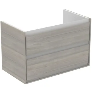IDEAL STANDARD C.AIR - toaletní stolek 800x440x517 mm v dekoru dub šedý / bílý mat, 2 zásuvky - SoftClosing, předmontovaný #E0819PS - dekor dub šedý / bílý mat