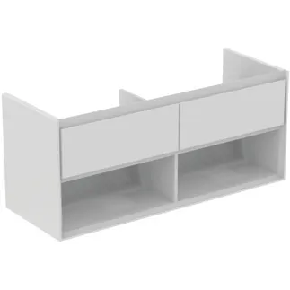 IDEAL STANDARD C.AIR - toaletní stolek 1200x440x517 mm v bílém lesku / bílém matu, 2 zásuvky - SoftClosing, předmontovaný #E0829B2 - bílý lesk / bílý mat