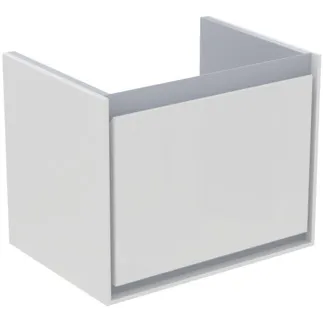IDEAL STANDARD C.AIR - toaletní stolek 500x360x400 mm v bílém lesku / světle šedém matu, 1 zásuvka - SoftClosing, prostorově úsporný, předmontovaný #E0817KN - bílý lesk / světle šedý mat