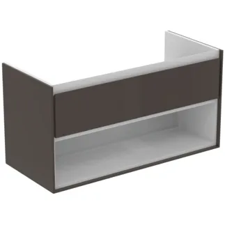 IDEAL STANDARD C.AIR - Vanity unit 1000x440x517 mm v hnědé matné / bílé matné barvě, 1 zásuvka - SoftClosing, předmontováno #E0828VY - Hnědá matná / bílá matná barva