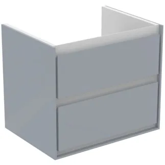 IDEAL STANDARD C.AIR - Vanity unit 600x440x517 mm ve světle šedé lesklé / bílé matné barvě, 2 zásuvky - SoftClosing, předmontované #E0818EQ - Světle šedá lesklá / bílá matná
