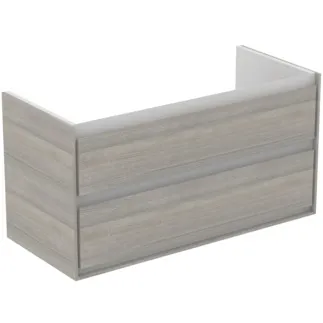 IDEAL STANDARD C.AIR - toaletní stolek 1000x440x517 mm v dekoru dub šedý / bílý mat, 2 zásuvky - SoftClosing, předmontovaný #E0821PS - dekor dub šedý / bílý mat