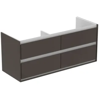 IDEAL STANDARD C.AIR - Vanity unit 1200x440x517 mm v hnědé matné / bílé matné barvě, 4 zásuvky - SoftClosing, předmontované #E0822VY - Hnědá matná / bílá matná barva