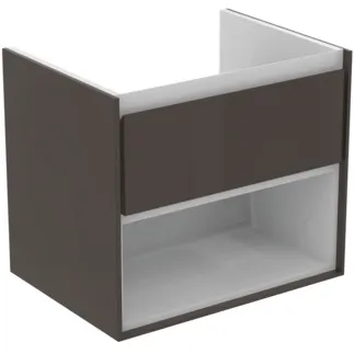 IDEAL STANDARD C.AIR - Vanity unit 600x440x517 mm v hnědé matné / bílé matné barvě, 1 zásuvka - SoftClosing, předmontováno #E0826VY - Hnědá matná / bílá matná barva