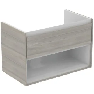 IDEAL STANDARD C.AIR - toaletní stolek 800x440x517 mm v dekoru dub šedý / bílý mat, 1 zásuvka - SoftClosing, předmontovaný #E0827PS - dekor dub šedý / bílý mat