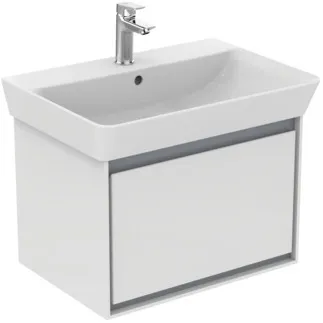 IDEAL STANDARD C.AIR - toaletní skříňka 580x409x400 mm, bílá lesklá / světle šedá matná, 1 zásuvka - SoftClosing, předmontovaná #E0847KN - bílá lesklá / světle šedá matná