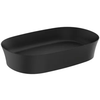 IDEAL STANDARD IPALYSS - Mísa 600x380x120 mm v černém saténovém provedení, bez otvoru pro baterii, bez přepadu - Diamatec, prostorově úsporné umyvadlo #E1396V3 - Black