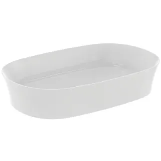 IDEAL STANDARD IPALYSS - Mísa 600x380x120 mm v bílém hedvábném matu, bez otvoru pro baterii, bez přepadu - Diamatec, prostorově úsporné umyvadlo #E1396V1 - hedvábně bílé