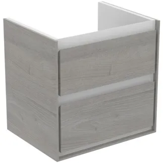 IDEAL STANDARD C.AIR - toaletní stolek 530x409x517 mm v dekoru dub šedý / bílý mat, 2 zásuvky - SoftClosing, předmontovaný #E1606PS - dekor dub šedý / bílý mat