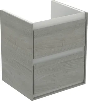 IDEAL STANDARD C.AIR - toaletní stolek 430x402x517 mm v dekoru dub šedý / bílý mat, 2 zásuvky - SoftClosing, předmontovaný #E1608PS - dekor dub šedý / bílý mat