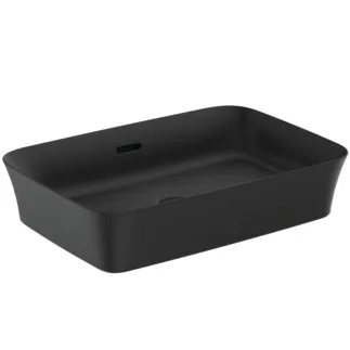 IDEAL STANDARD IPALYSS - Mísa 550x380x145 mm v černém saténovém provedení, bez otvoru pro baterii, s přepadem - Diamatec, prostorově úsporné umyvadlo #E2078V3 - Black