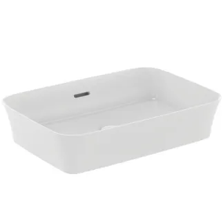 IDEAL STANDARD IPALYSS - Mísa 550x380x145 mm v bílém hedvábném matu, bez otvoru pro baterii, s přepadem - Diamatec, prostorově úsporné umyvadlo #E2078V1 - Silk white