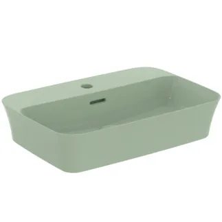 IDEAL STANDARD IPALYSS - Mísa 550x380x145 mm, šalvějově zelená, 1 otvor pro baterii, s přepadem - Diamatec, prostorově úsporné umyvadlo #E2077X9 - šalvějově zelená