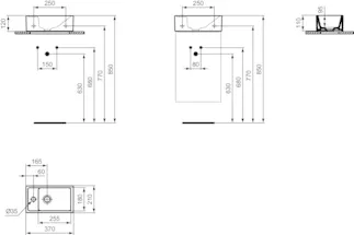 IDEAL STANDARD I.LIFE S - Umyvadlo s ručním oplachováním 370x210x120 mm v bílé lesklé barvě, 1 otvor pro baterii, bez přepadu - prostorově úsporné umyvadlo #E211301 - Bílá (Alpine), obrázek 9