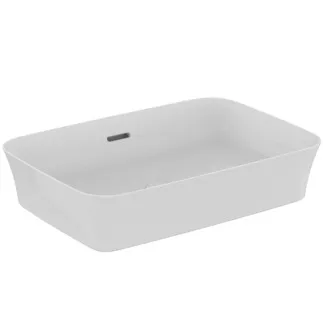 IDEAL STANDARD IPALYSS - Mísa 550x380x145 mm v bílé barvě, bez otvoru pro baterii, s přepadem - Diamatec, prostorově úsporné umyvadlo, IdealPlus #E2078MA - Bílá (Alpine) s Ideal Plus