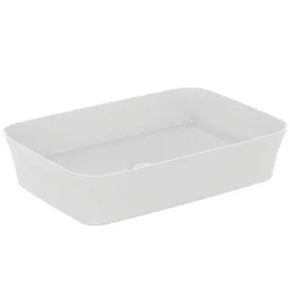 IDEAL STANDARD IPALYSS - Mísa 550x380x125 mm v bílém hedvábném matu, bez otvoru pro baterii, bez přepadu - Diamatec, prostorově úsporné umyvadlo #E2076V1 - hedvábně bílé