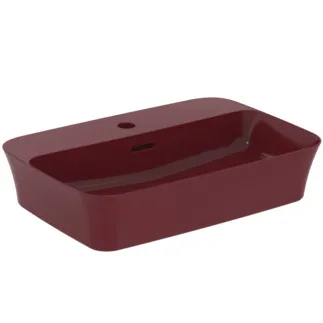 IDEAL STANDARD IPALYSS - Mísa 550x380x145 mm v granátovém jablku, 1 otvor pro baterii, s přepadem - Diamatec, prostorově úsporné umyvadlo #E2077V6 - granátové jablko