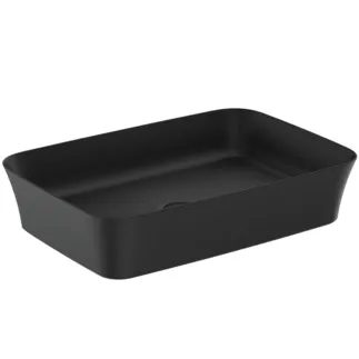 IDEAL STANDARD IPALYSS - Mísa 550x380x125 mm v černém saténovém provedení, bez otvoru pro baterii, bez přepadu - Diamatec, prostorově úsporné umyvadlo #E2076V3 - Black