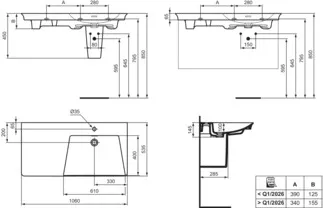 IDEAL STANDARD LDV - Nábytkové umyvadlo 1060x535x145 mm v bílé barvě, 1 otvor pro baterii, s přepadem - IdealPlus #E2647MA - Bílá (Alpine) s Ideal Plus, obrázek 5