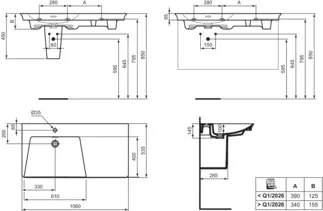 IDEAL STANDARD LDV - Nábytkové umyvadlo 1060x535x145 mm v bílé barvě, 1 otvor pro baterii, s přepadem - IdealPlus #E2646MA - Bílá (Alpine) s Ideal Plus, obrázek 2